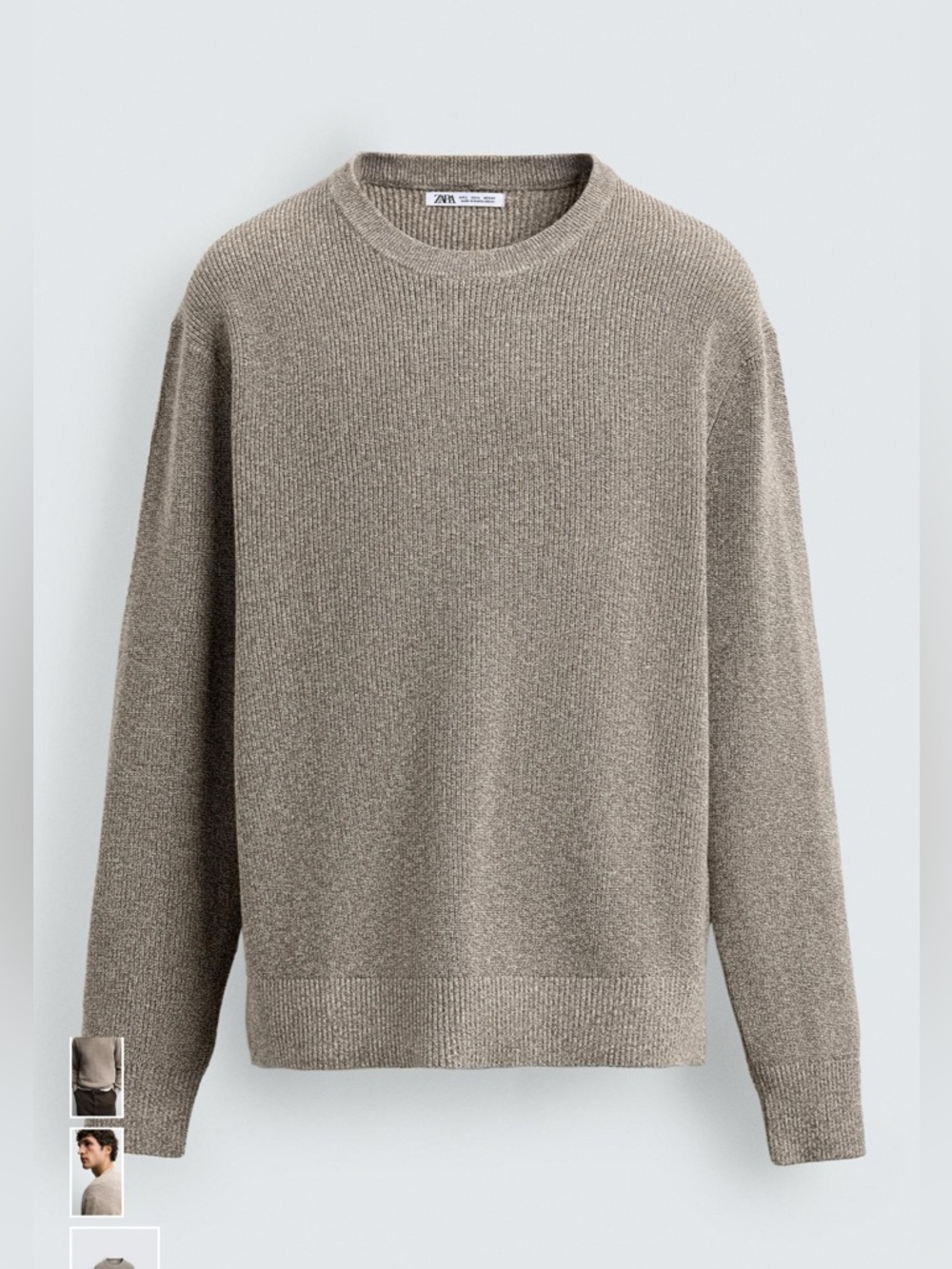 NWOT Zara Man Purl Knit Sweater - Mink Marl - S